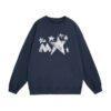 Irregular Five-Point Star Navy Blue Crew Neck Sweatshirt