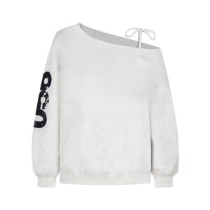 Lettered Print Off-Shoulder Sweatshirt