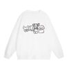 Cute Line Art Dog Head Illustration White Crew Neck Sweatshirt