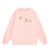 Minimalist Line Art Style Pink Crew Neck Sweatshirt