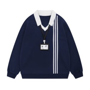 Timeless Navy Blue Collegiate Pullover Sweatshirt