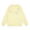 Minimalist Star Print Cream Yellow Crew Neck Sweatshirt