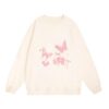 Butterfly Print Off-White Crew Neck Sweatshirt