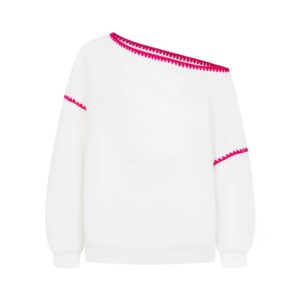 Rose Red Sweatshirt with Lace Detailing